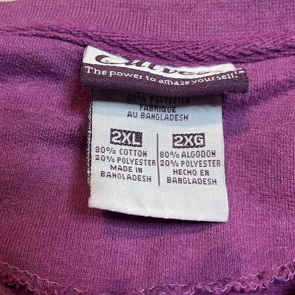 Vintage 2XL Curves For Women 80s 90s Pearly Purple Vneck Athletic Sweatshirt - Picture 5 of 9